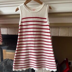 Cat & Jack Red & White Striped Sleeveless Knit Dress Size 4 Back to School Fall